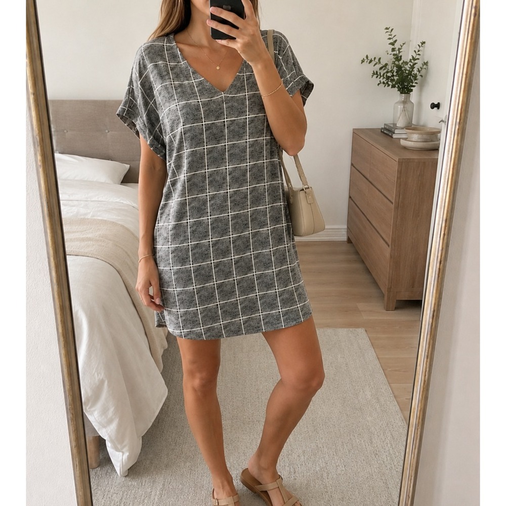 Bella Luxx LA Anthropologie Popover Oversize V-Neck Dress XS Short Sleeve Tunic